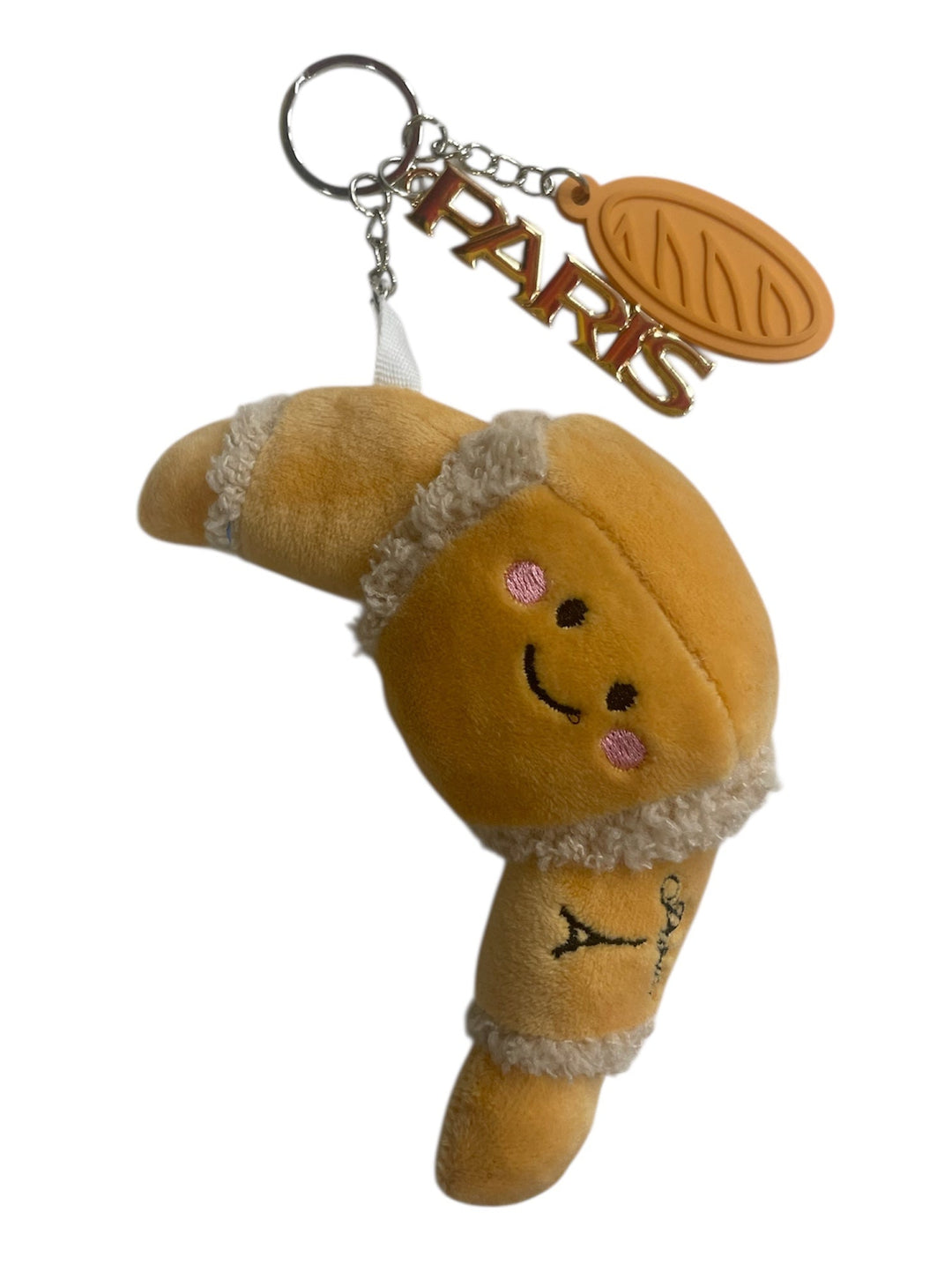 Baguette or croissant Paris plush keychain
