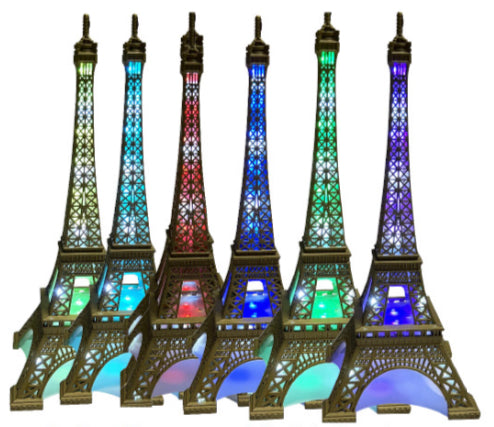 Torre Eiffel Brillante + LED 6 colores variados