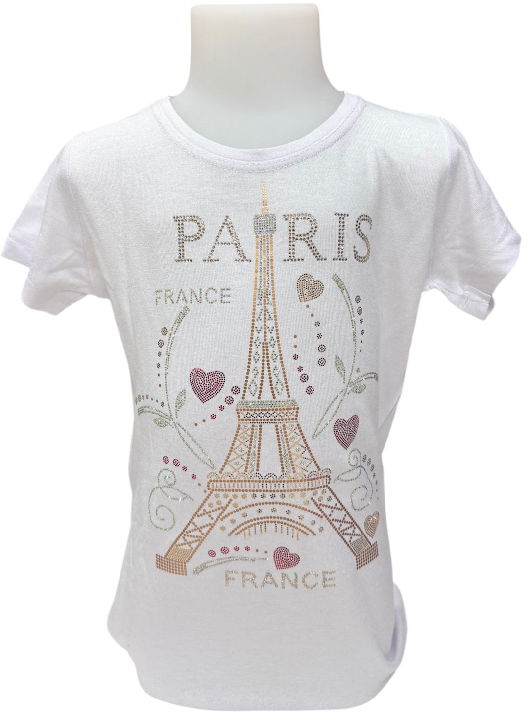 T-shirt Enfant Tour Eiffel Multicœur – Souvenir de Paris 💖
