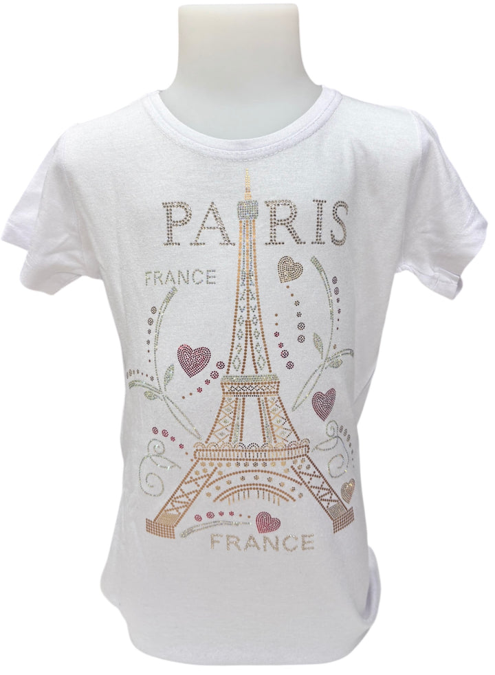 T-shirt Enfant Tour Eiffel Multicœur – Souvenir de Paris 💖