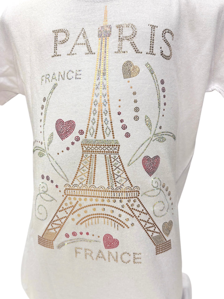 T-shirt Enfant Tour Eiffel Multicœur – Souvenir de Paris 💖