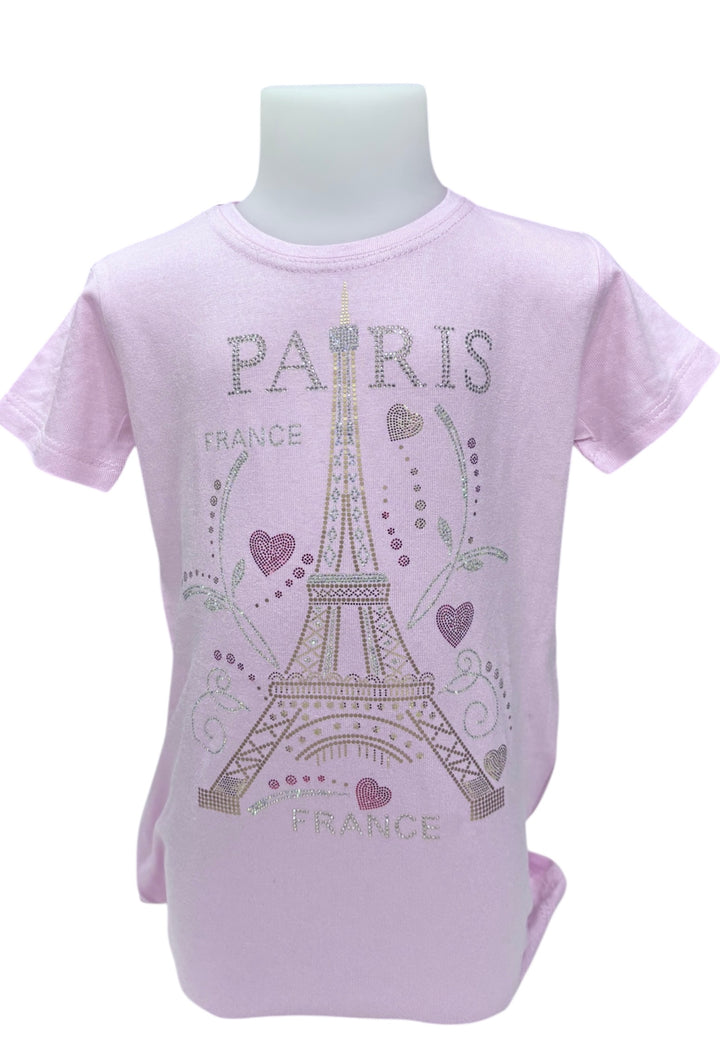 T-shirt Enfant Tour Eiffel Multicœur – Souvenir de Paris 💖