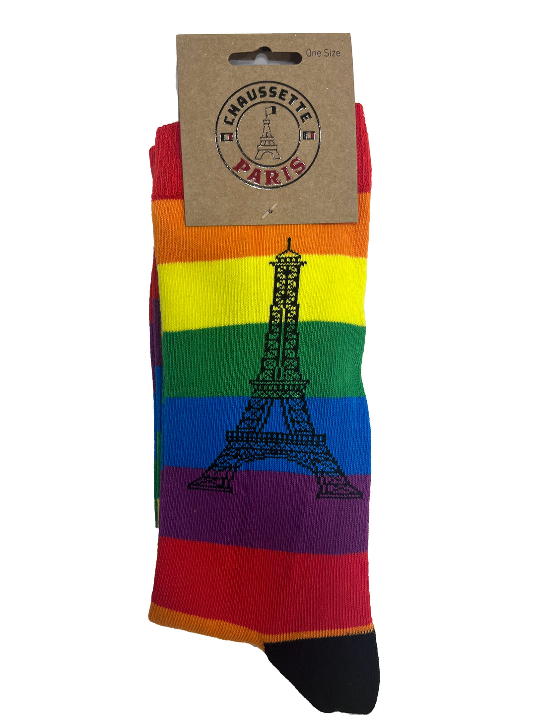 Chaussettes LGBT arc-en-ciel avec tour Eiffel