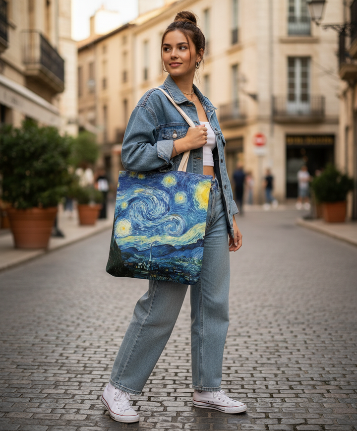 Bolsa de algodão A Noite Estrelada Van Gogh