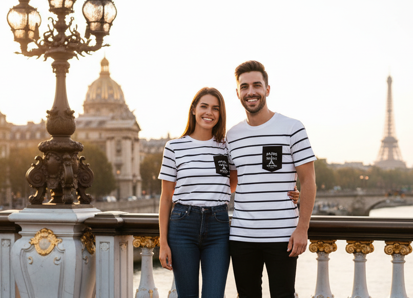 Tee shirt bordada Torre Eiffel Paris França