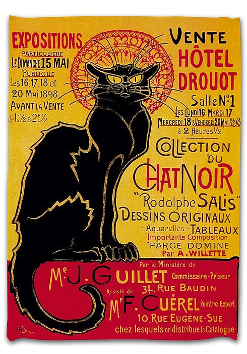 Toalha de cozinha "La Tournée du Chat noir"