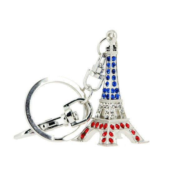 Porte-clés Tour Eiffel strass tricolor