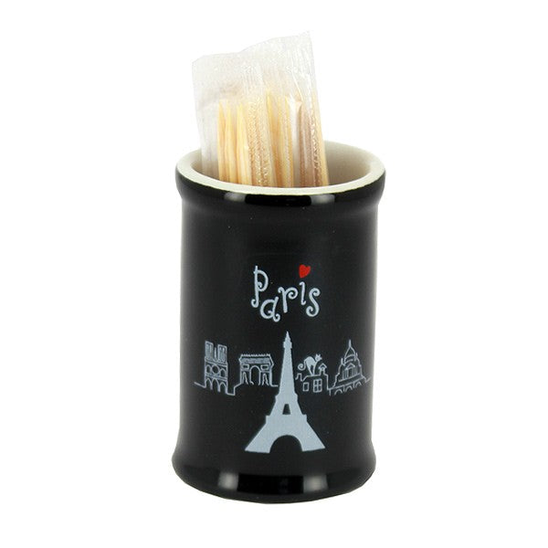Pot à cure-dents noir Paris (intérieur blanc)