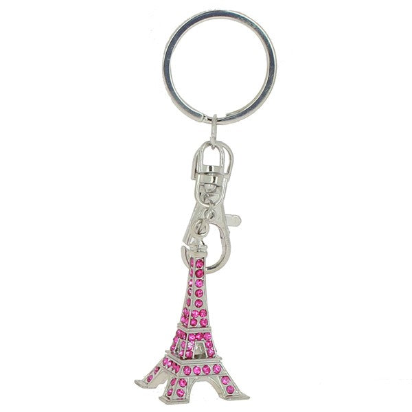 Porte-clés Tour Eiffel strass rose