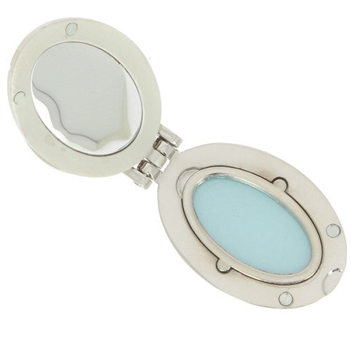 Porte-clés oval à strass avec miroir et porte photo