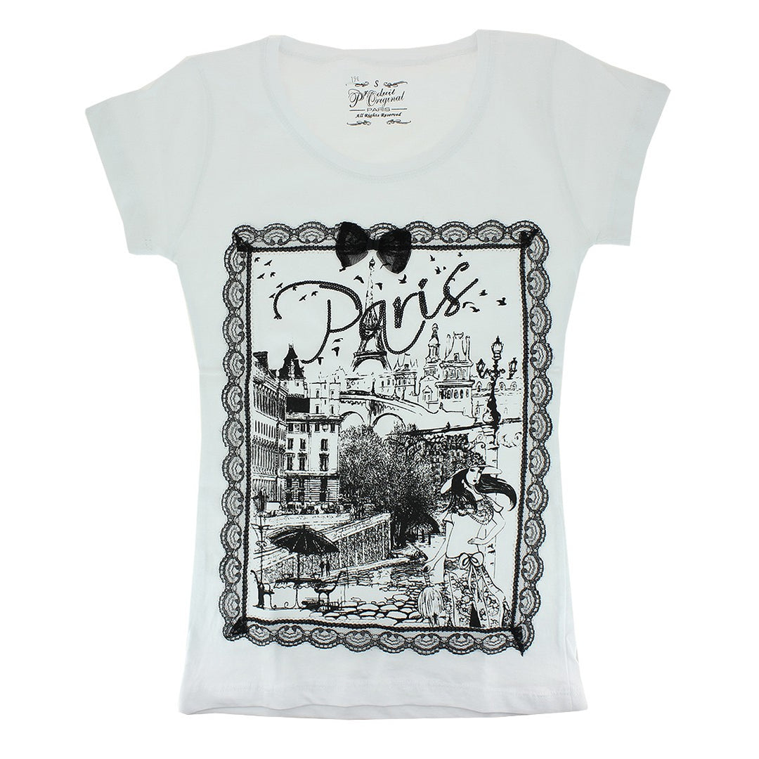 Tee shirt Paris Tour Eiffel dentelle