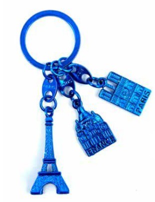 Porte-clés trois monuments bleu