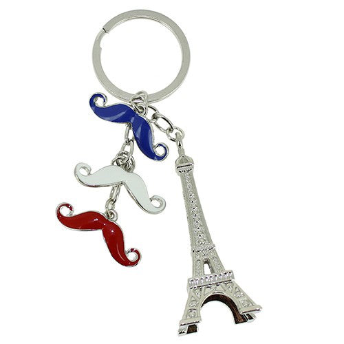 Porte clés Tour Eiffel moustache "bleu blanc rouge"