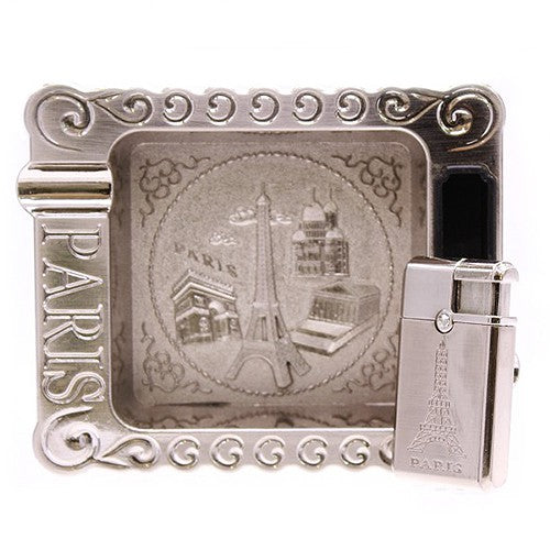 【PARISパリ】ホテルカリフォルニア　灰皿　cendrier Silver ashtray + Eiffel Tower lighter - Souvenirs of Paris, PAR