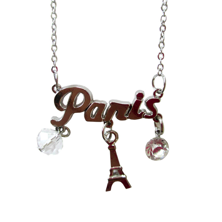 Collier Paris argenté 1 strass 1 boule cristal