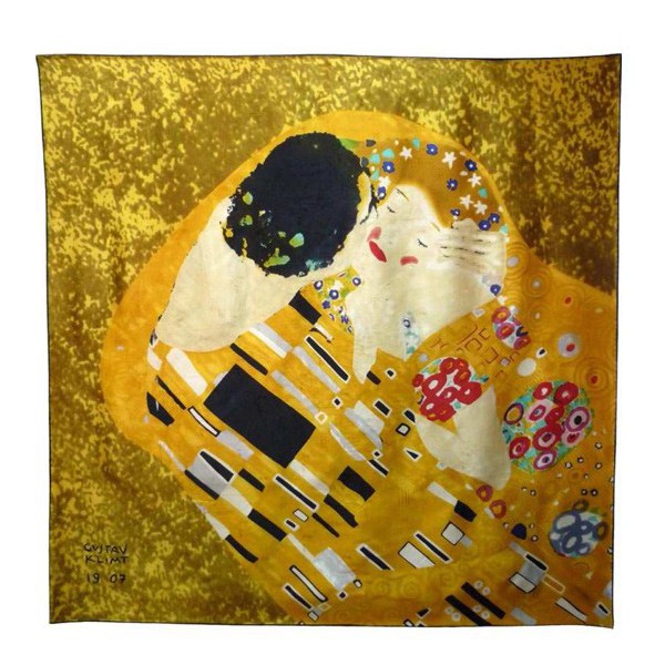 Foulard soie Le Baiser (doré) de Gustav Klimt