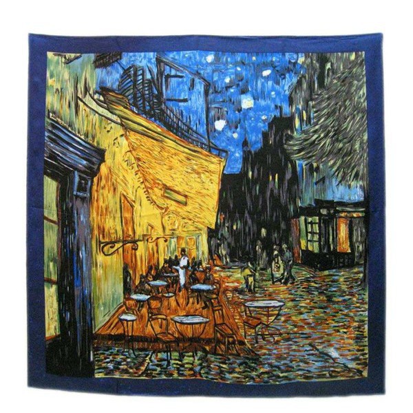 Foulard soie Arles La terrasse du café le soir de Van Gogh