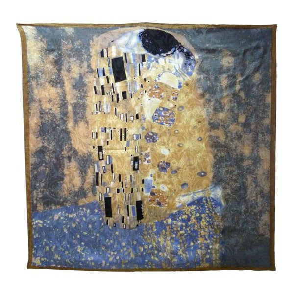 Foulard soie Le Baiser (gris) de Gustav Klimt