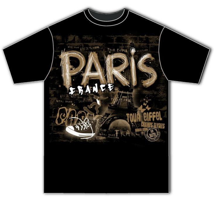 T-shirt noir et beige Paris tag