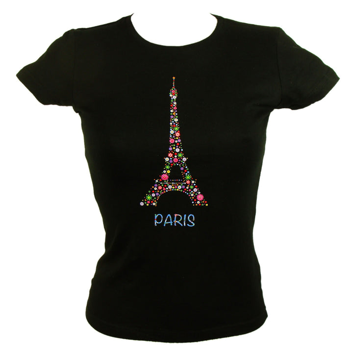 Tee-shirt avec design Tour Eiffel et fleurs