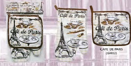 Set Gant de cuisine & Manique Café de Paris souvenir de France