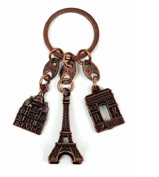 Porte clés Tour Eiffel 3 monuments bronze