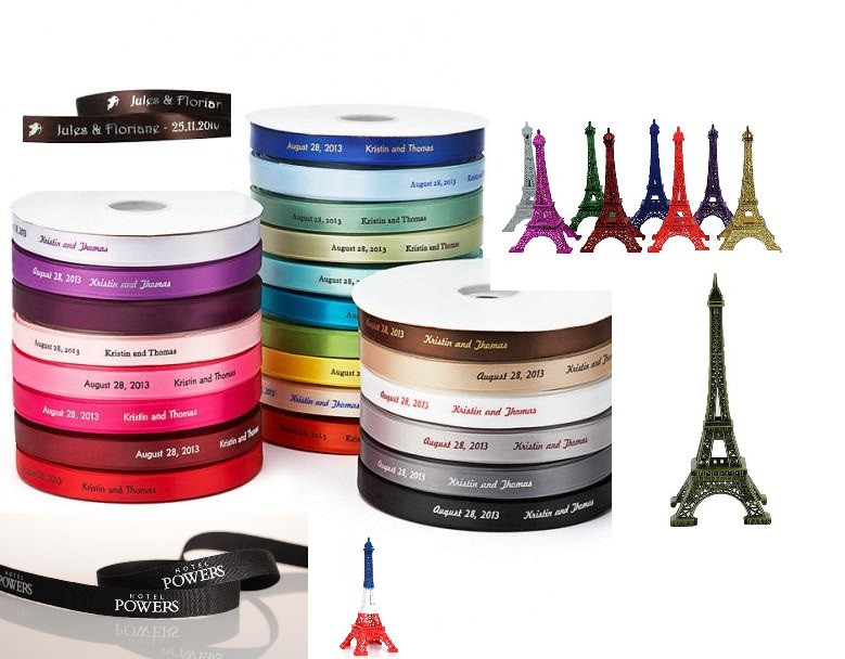 Tour Eiffel avec ruban personnalisé 