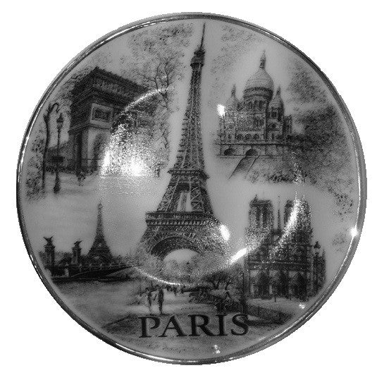 Assiette Tour Eiffe Paris monuments lnoir et blanc