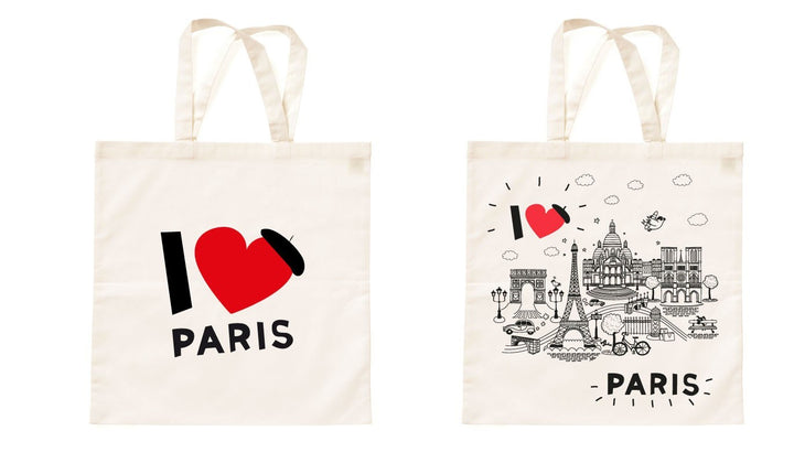 Sac I love Paris coton épais 2 Face