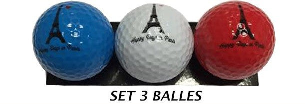 3 balles de golf Tour Eiffel Tricolor