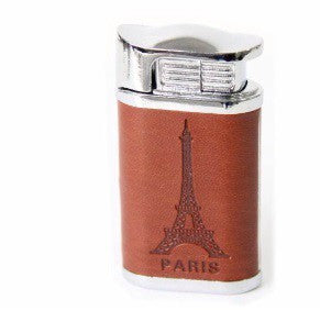 Briquet cuir et métal marron Paris