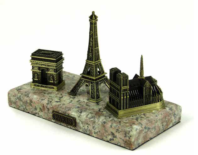  3 monuments de Paris métal 3D sur Marbre