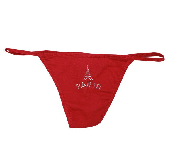 String à strass rouge
