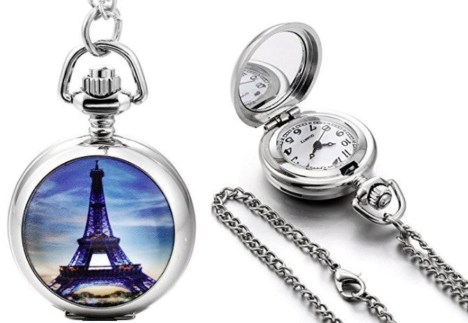 Colier Montre Gousset Tour Eiffel Paris