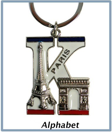 Porte clés souvenir de Paris Tour Eiffel Alphabet