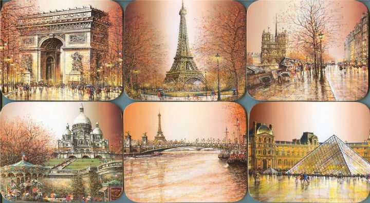 6 sous verres Paris marron