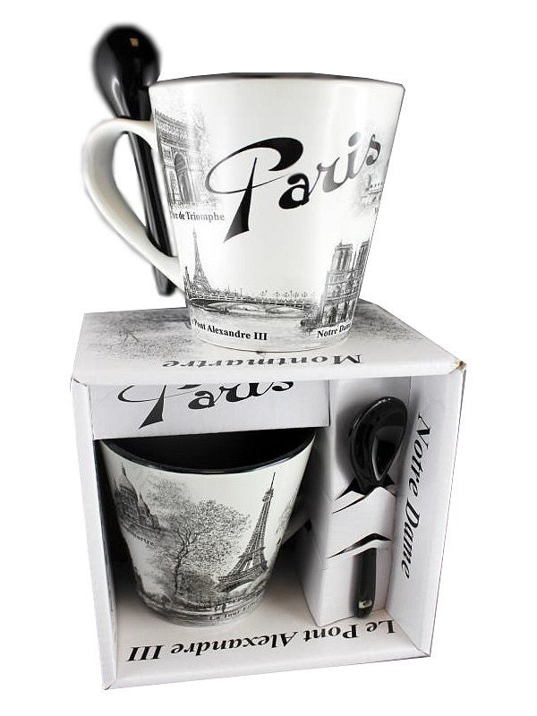 Mug souvenir de Paris noir et blanc