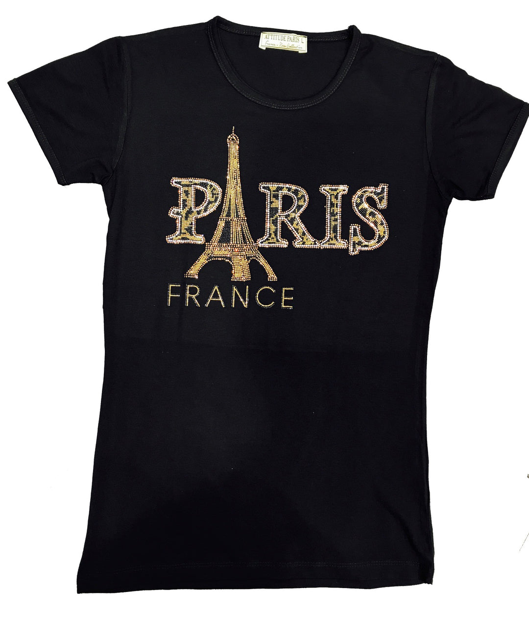 Tee shirt Paris Tour Eiffel strass léopard