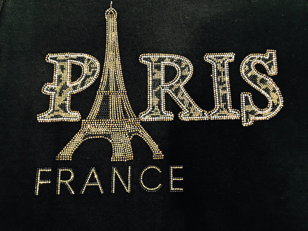 Tee shirt Paris Tour Eiffel strass léopard