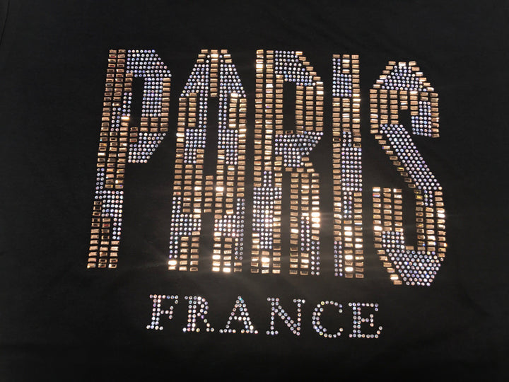 Tee shirt Paris France or et strass