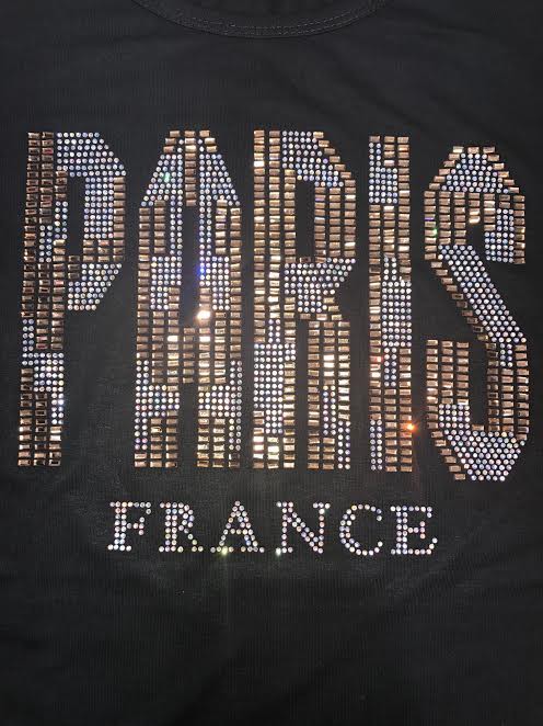 Tee shirt Paris France or et strass