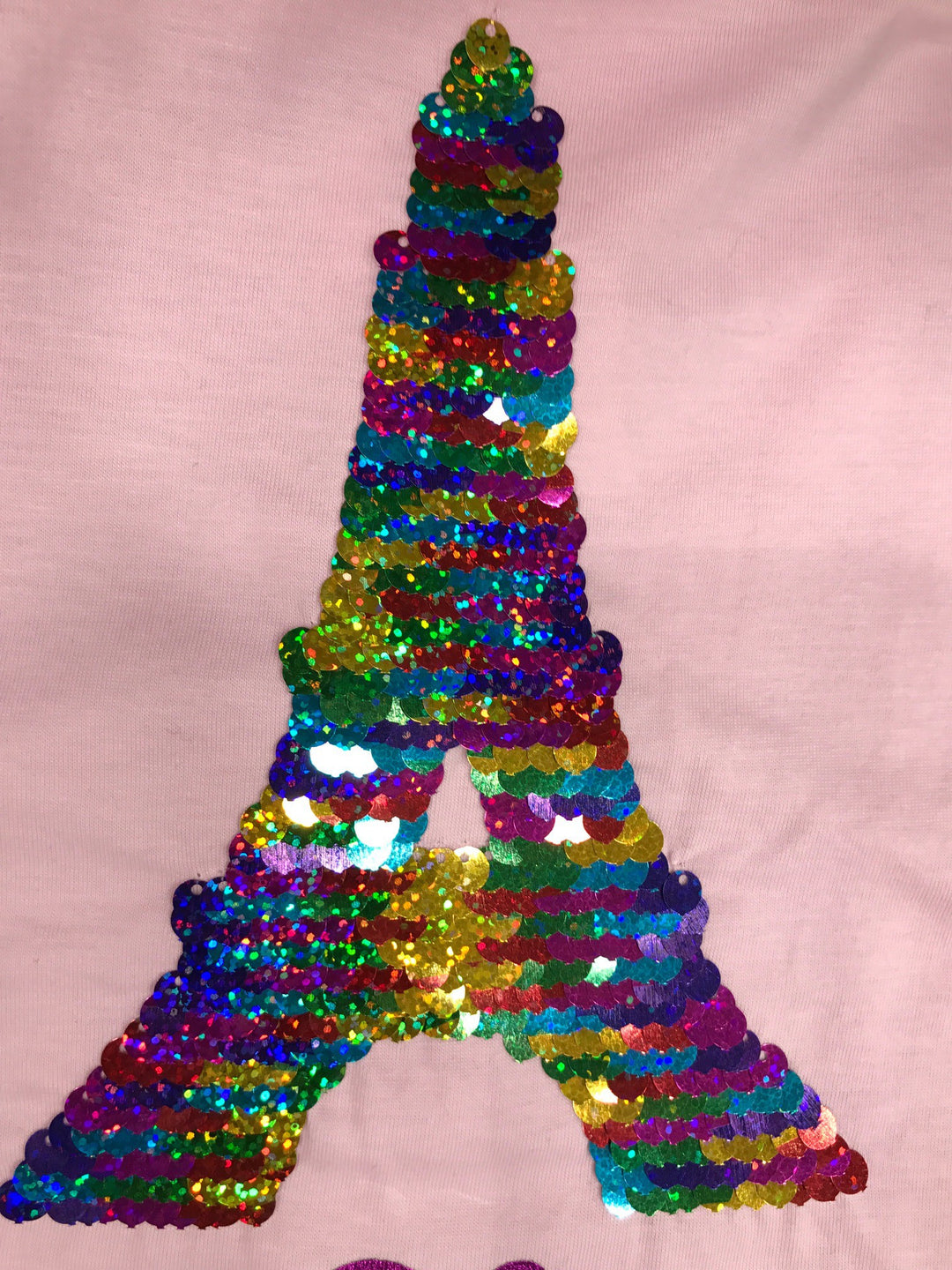 Tee shirt paillette Tour Eiffel 2 couleurs modifiable