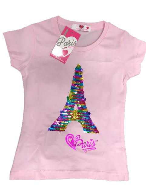 Tee shirt paillette Tour Eiffel 2 couleurs modifiable