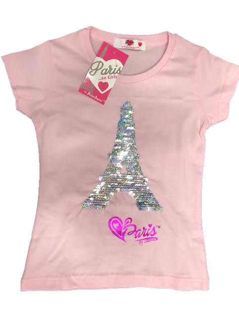 Tee shirt paillette Tour Eiffel 2 couleurs modifiable