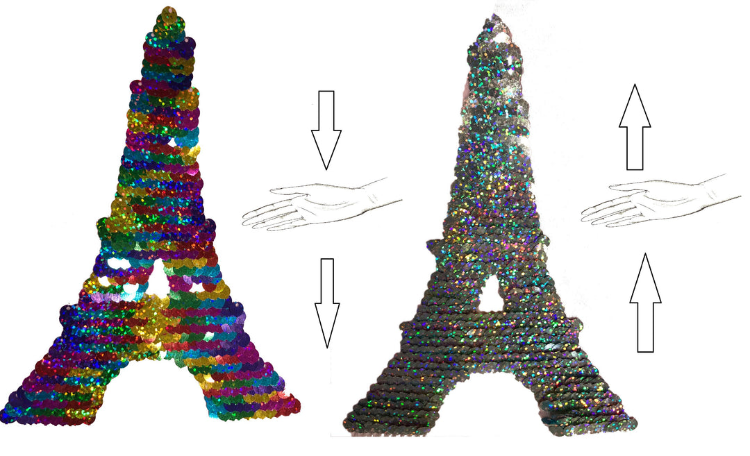 Tee shirt paillette Tour Eiffel 2 couleurs modifiable