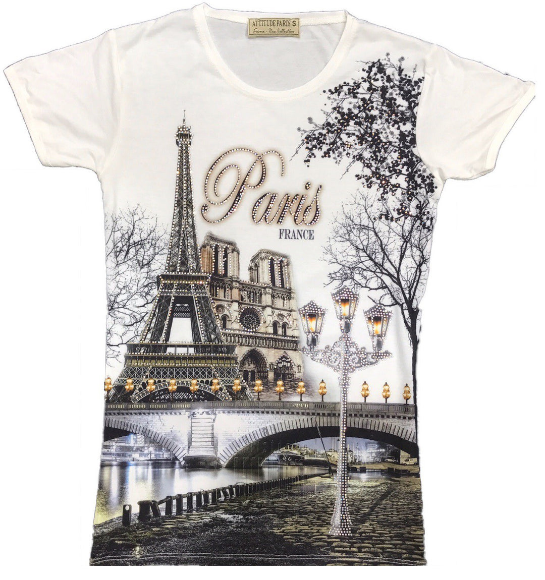 Tee-shirt avec design Tour Eiffel et Notre-Dame
