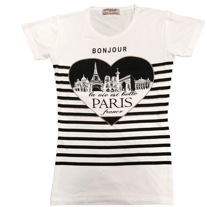 Tee shirt Paris France " BONJOUR La vie est belle "