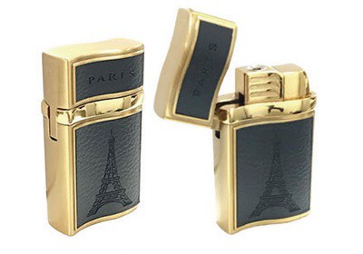 Briquet cuir et métal noir Paris