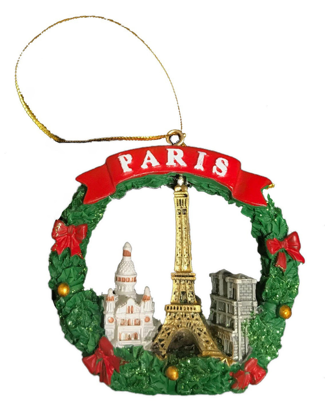 Décoration ronde avec noeuds rouge brillant en résine pour décoration de sapin de Noël, évoquant la chaleur et la joie des fêtes.