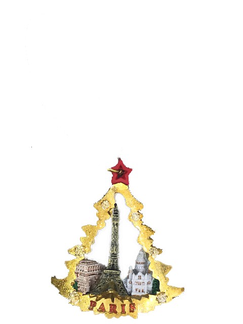 décoration de noël Tour Eiffel Sapin doré